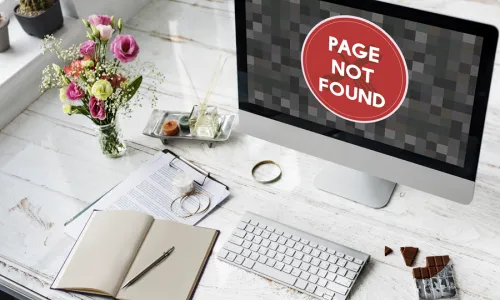Custom image showing  page not found page - Professional Drupal theming and development services